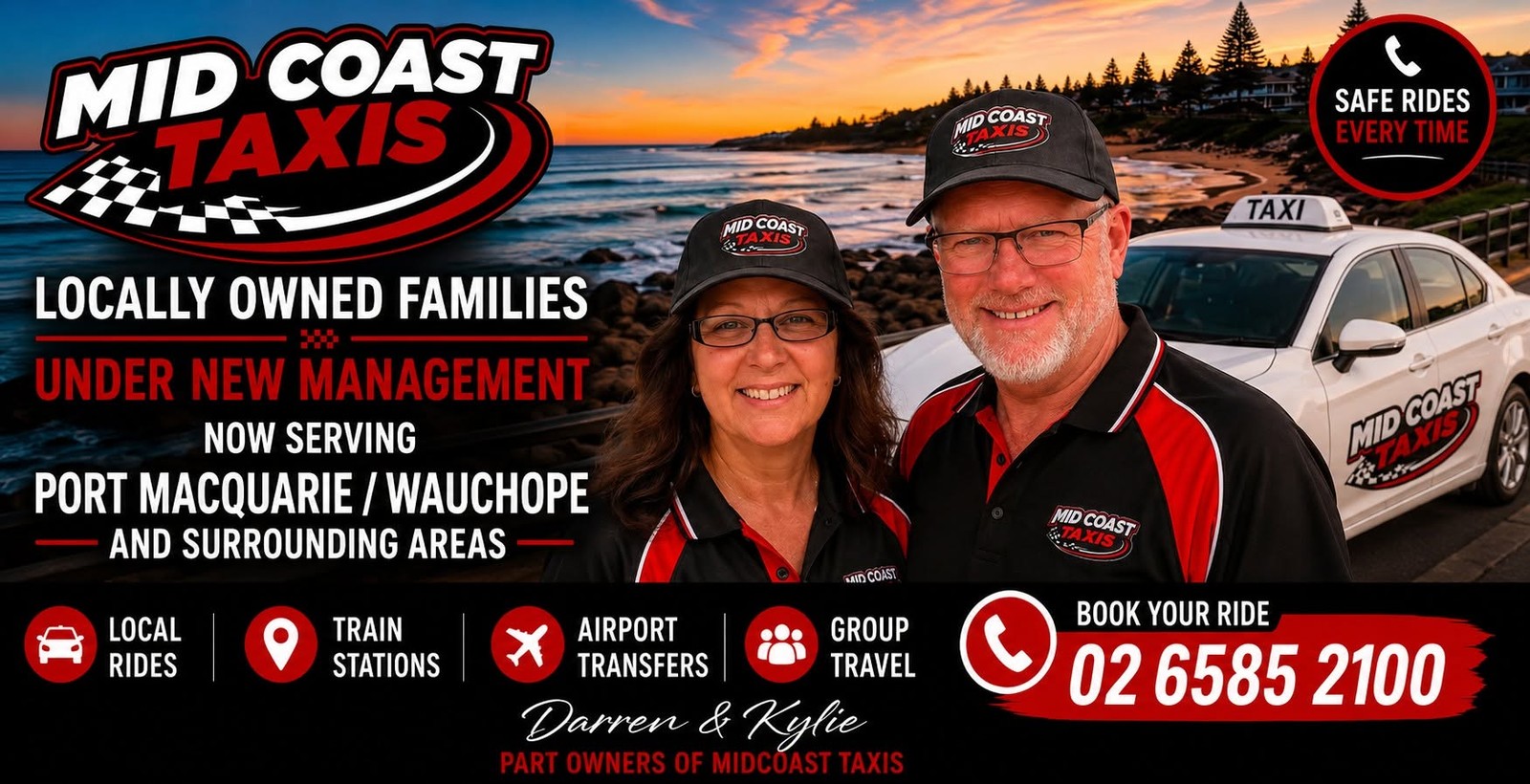 Darren and Kylie — Part Owners of Midcoast Taxis