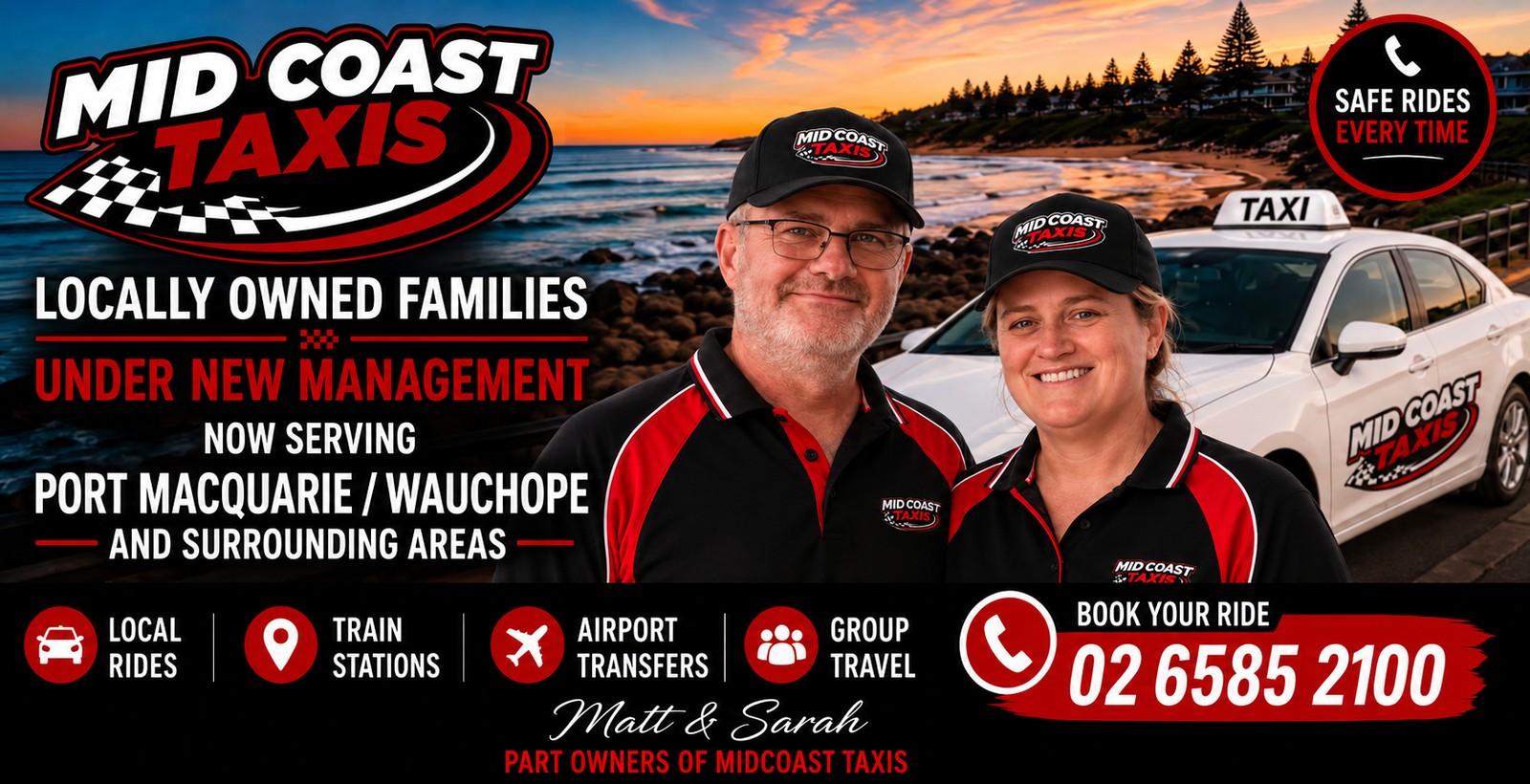 Matt and Sarah — Part Owners of Midcoast Taxis