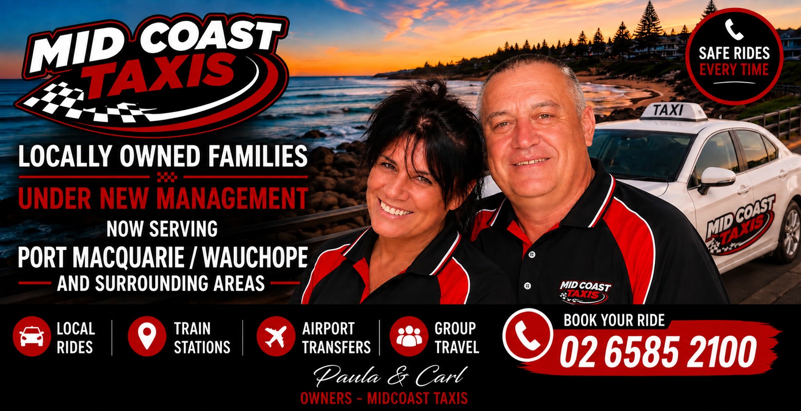 Paula and Carl — Owners of Midcoast Taxis